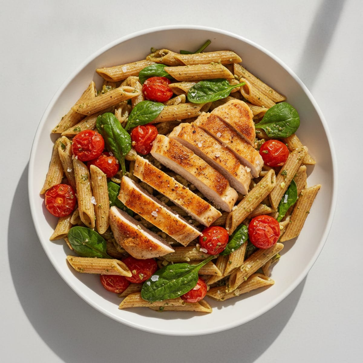 Pesto Chicken with Cherry Tomatoes Pasta