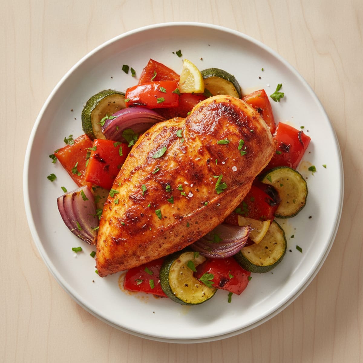 Spicy Harissa Chicken with Roasted Vegetables