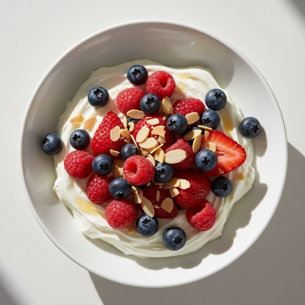 Creamy Greek Yogurt Protein Bowl with Mixed Berries and Almonds