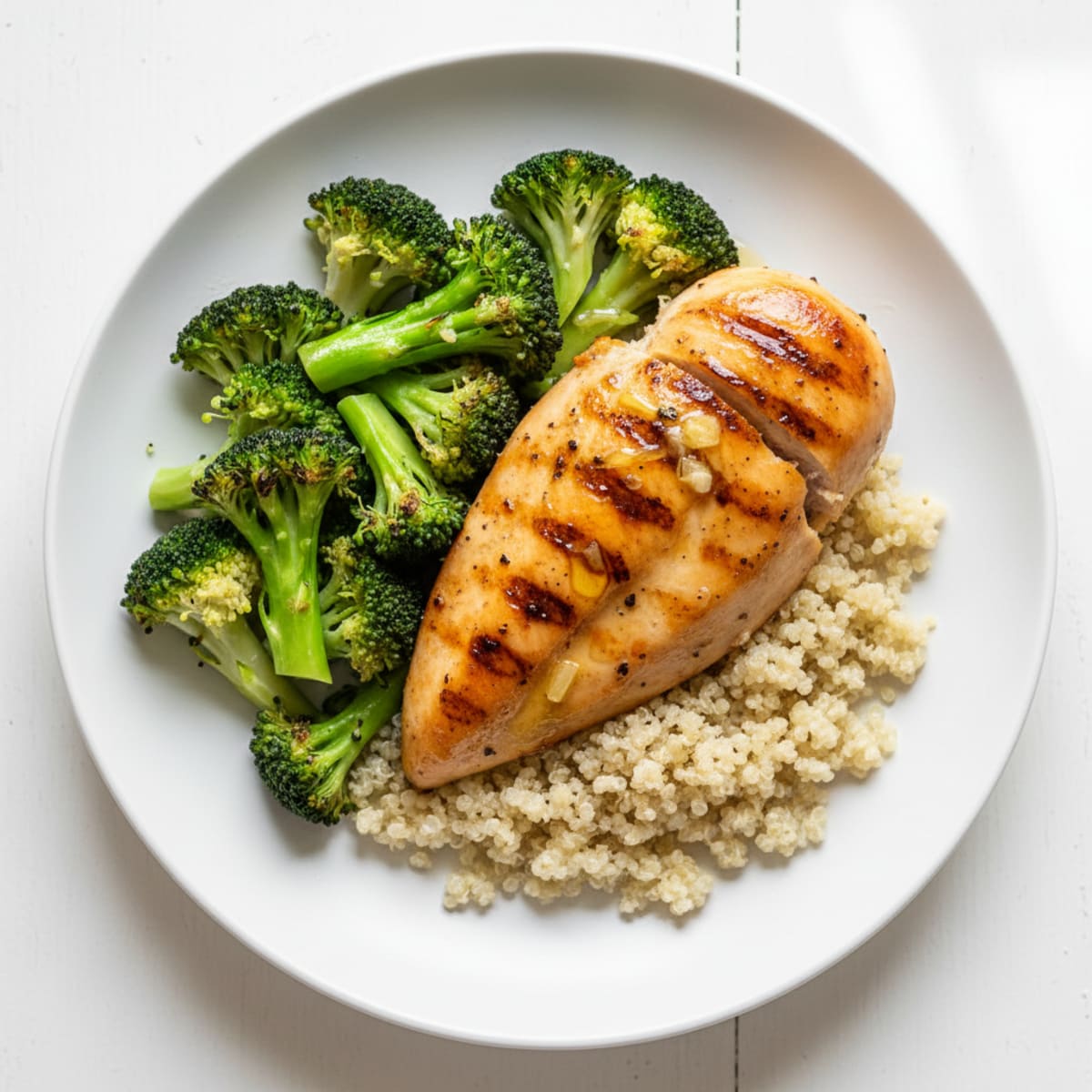 Grilled Chicken Breast with Quinoa and Steamed Broccoli