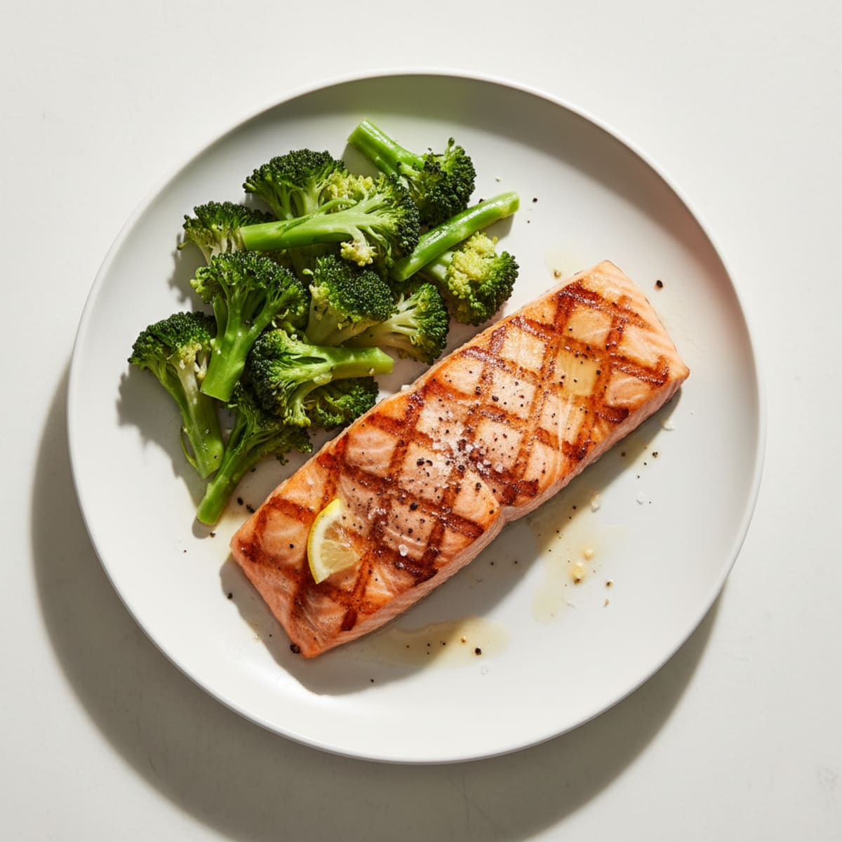 Grilled Salmon with Steamed Broccoli
