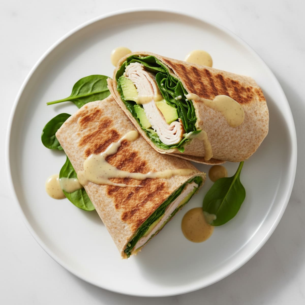 Grilled Turkey and Avocado Wrap with Leafy Greens