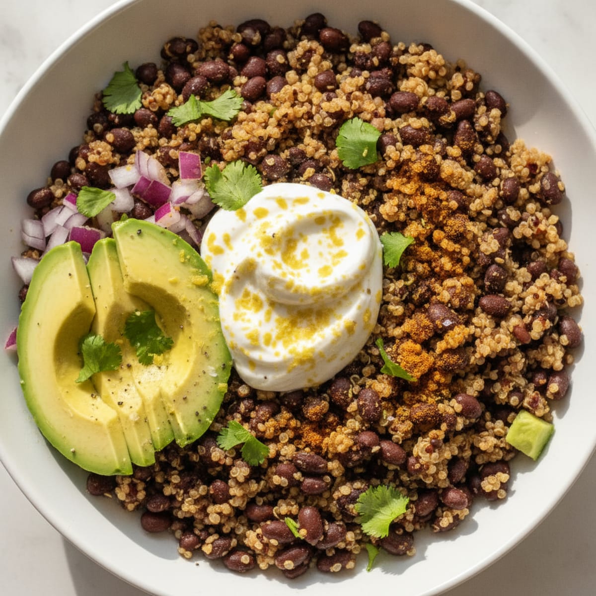 Black Bean Quinoa Bowl with Avocado