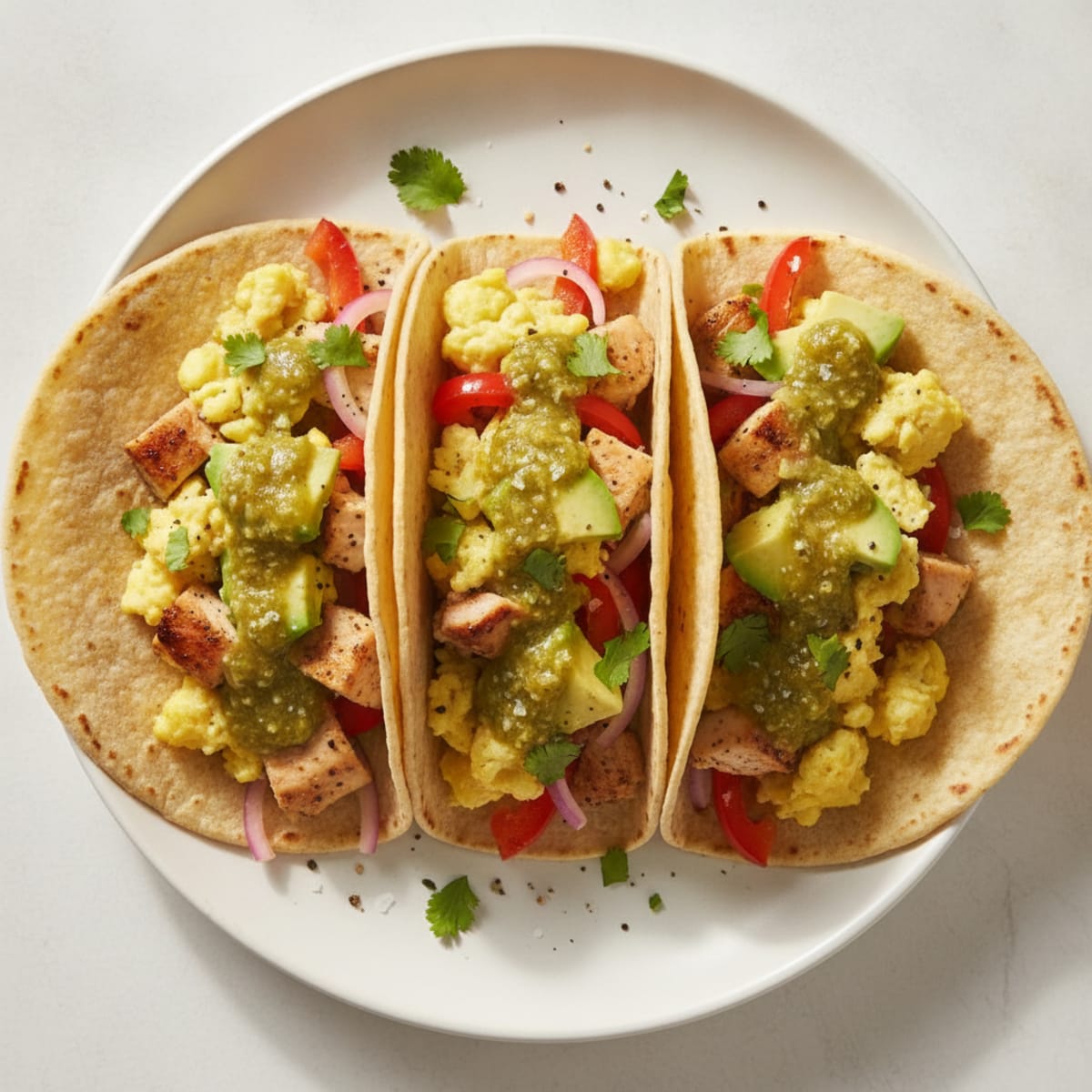 Chicken and Egg Breakfast Tacos