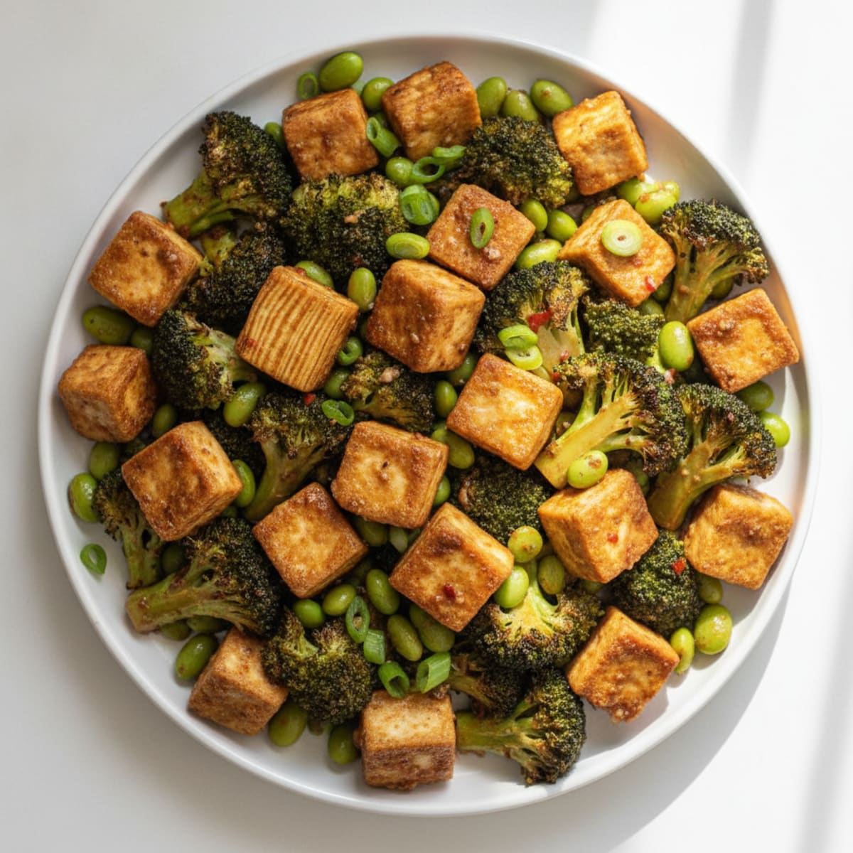 Garlic-Ginger Tofu with Roasted Broccoli
