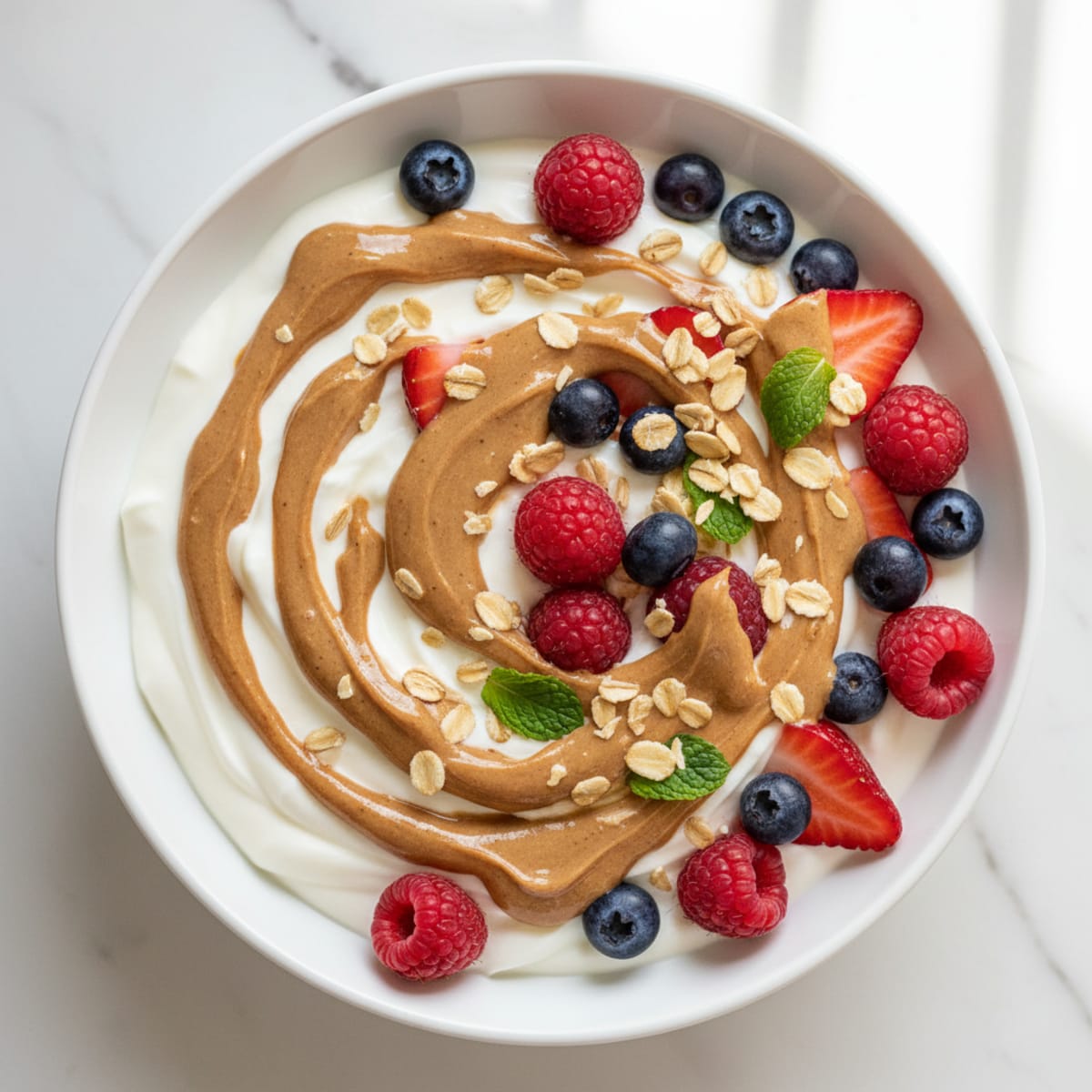 Greek Yogurt Protein Parfait with Mixed Berries and Almond Butter