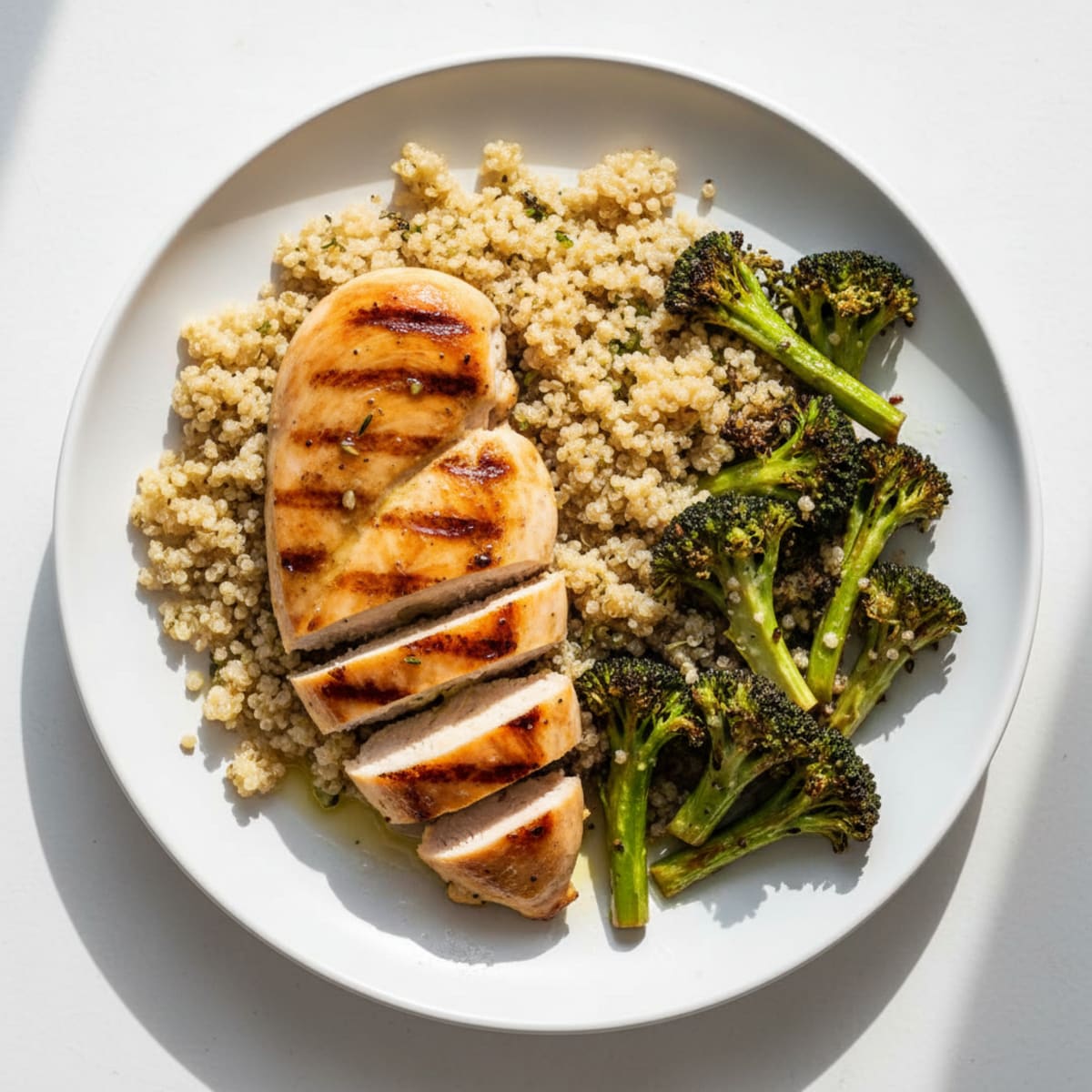 Grilled Chicken Breast with Roasted Broccoli and Quinoa
