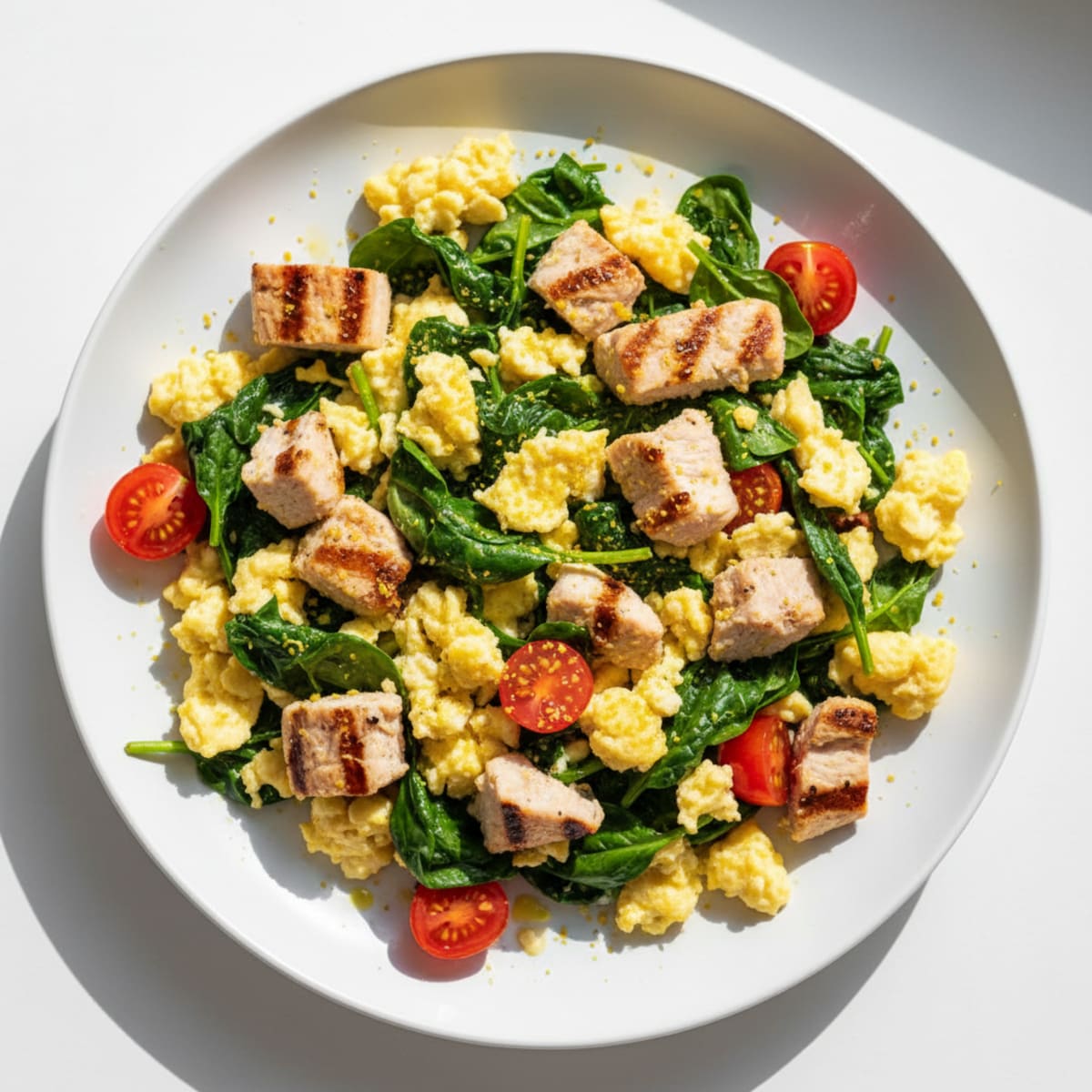 Egg White Scramble with Spinach and Grilled Turkey Breast