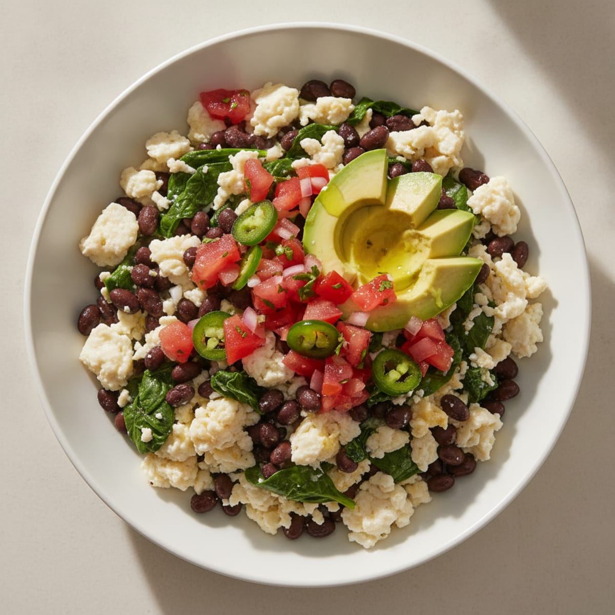 Egg White Scramble with Black Beans and Pico de Gallo