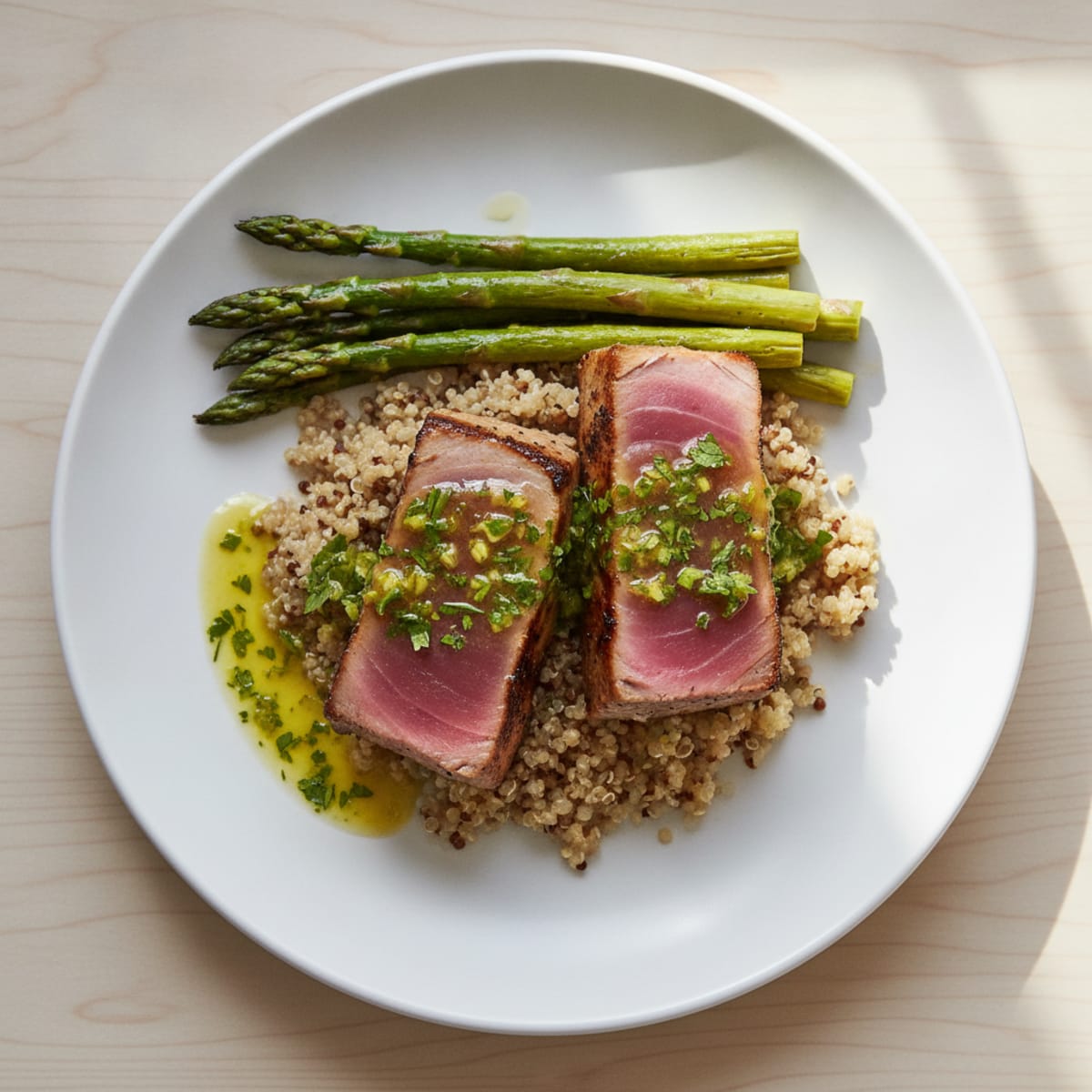 Seared Tuna with Lemon-Herb Sauce