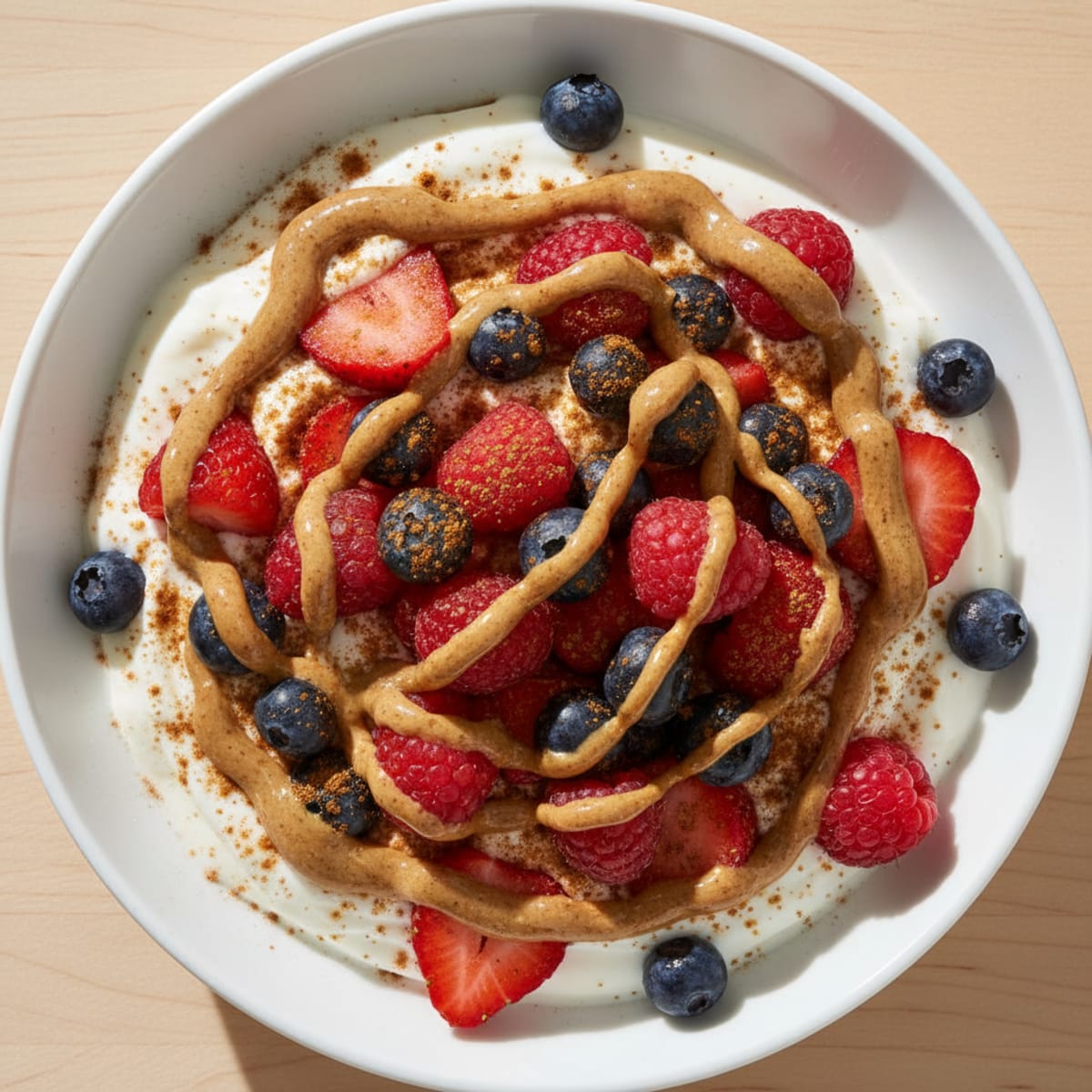 Greek Yogurt Bowl with Mixed Berries and Almond Butter