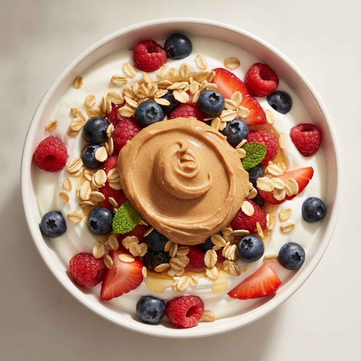 Creamy Greek Yogurt Parfait with Mixed Berries and Almond Butter