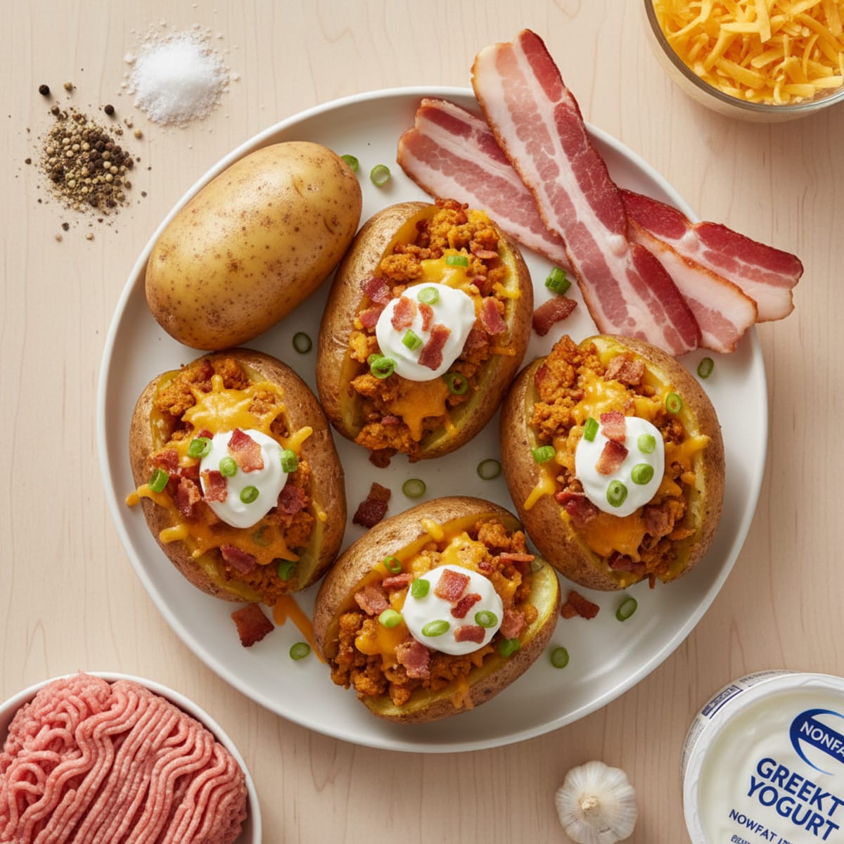 Bacon Cheddar Stuffed Baked Potatoes