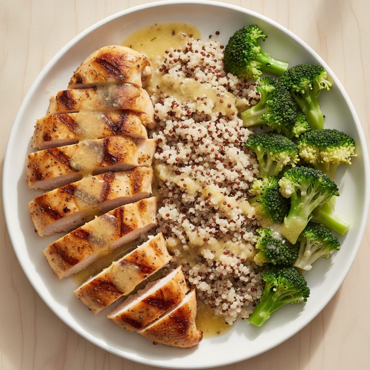 Grilled Chicken Breast with Quinoa and Steamed Broccoli