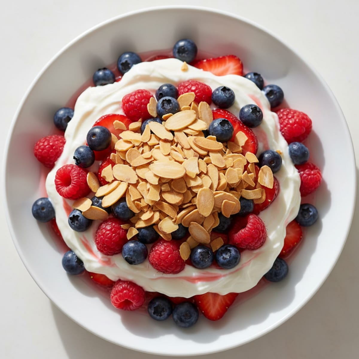 Greek Yogurt Protein Parfait with Mixed Berries and Almonds