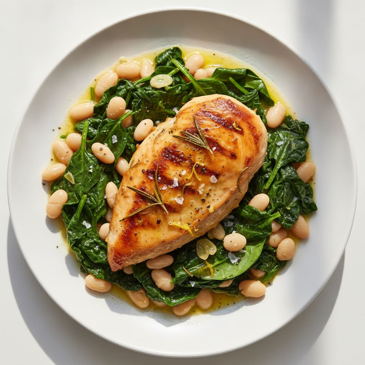 Lemon-Herb Roasted Chicken with Spinach