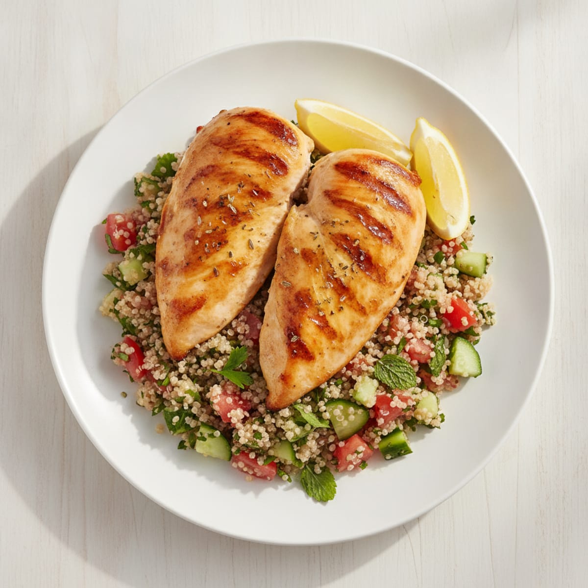 Grilled Lemon Chicken Breast with Quinoa Tabbouleh