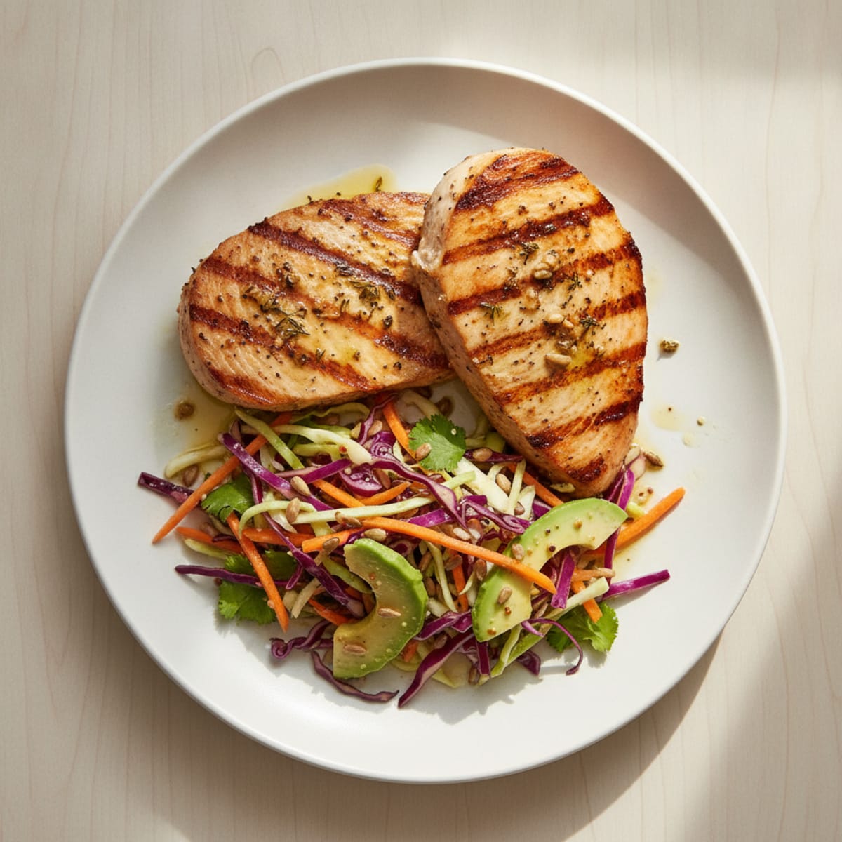 Grilled Turkey Breast with Crunchy Slaw