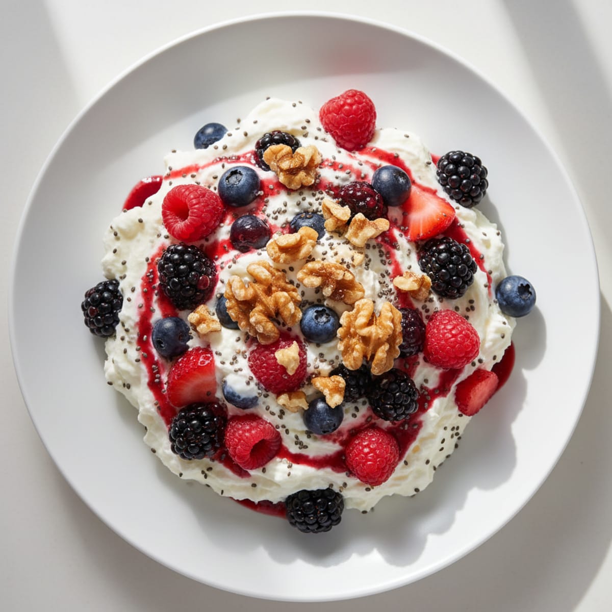 Silky Greek Yogurt Protein Mousse with Mixed Berries