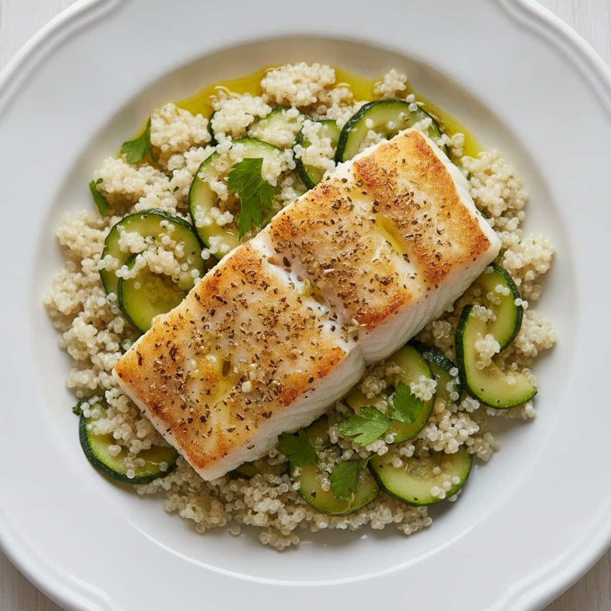 Herb-Roasted Cod with Zucchini and Quinoa