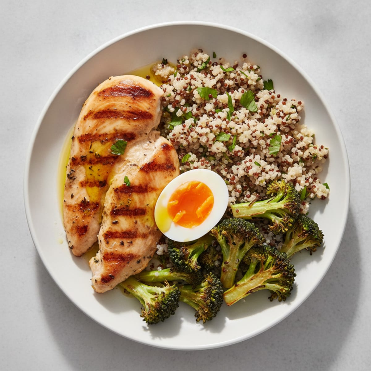 Grilled Chicken Breast with Roasted Broccoli and Quinoa