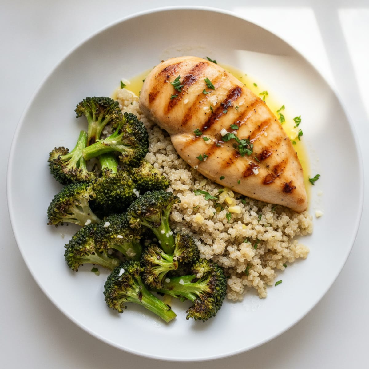 Grilled Chicken Breast with Roasted Broccoli and Quinoa