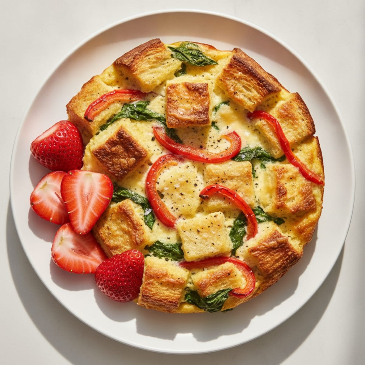 Sourdough Egg and Muenster Bake with Roasted Vegetables
