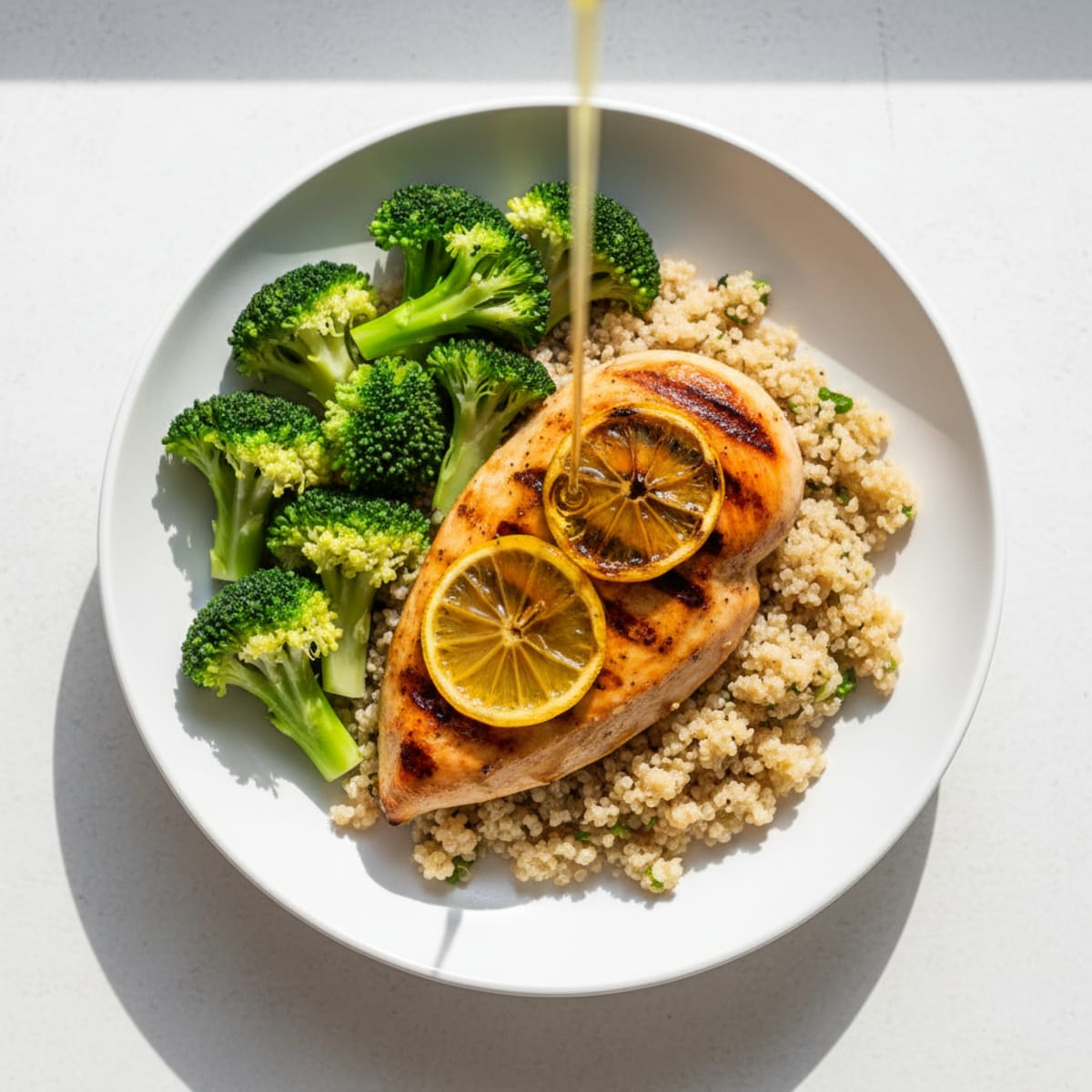 Grilled Chicken Breast with Quinoa and Steamed Broccoli