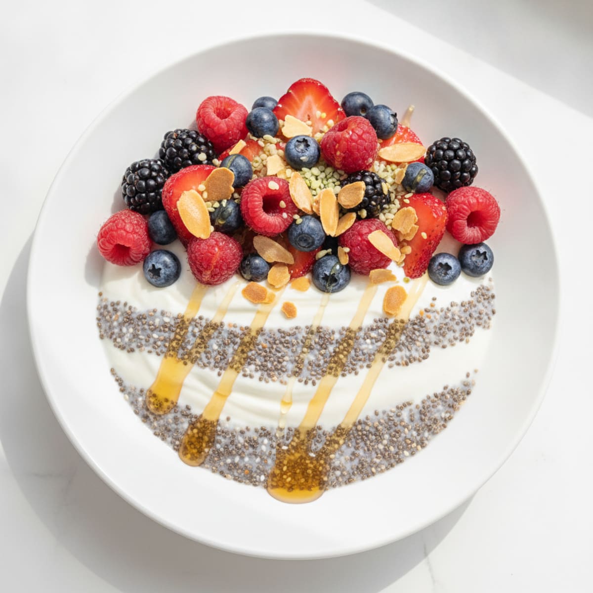 Silky Greek Yogurt Parfait with Chia Seeds and Mixed Berries