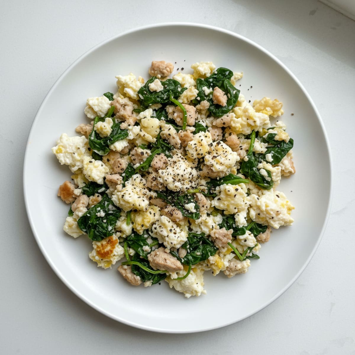 Egg White and Turkey Spinach Scramble