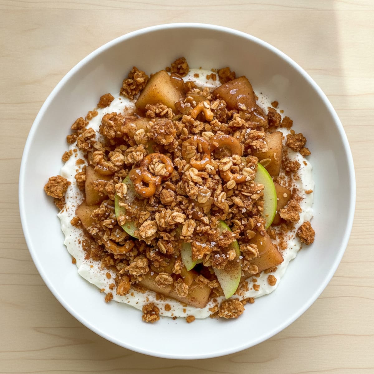 Apple Oat Pretzel Crumble