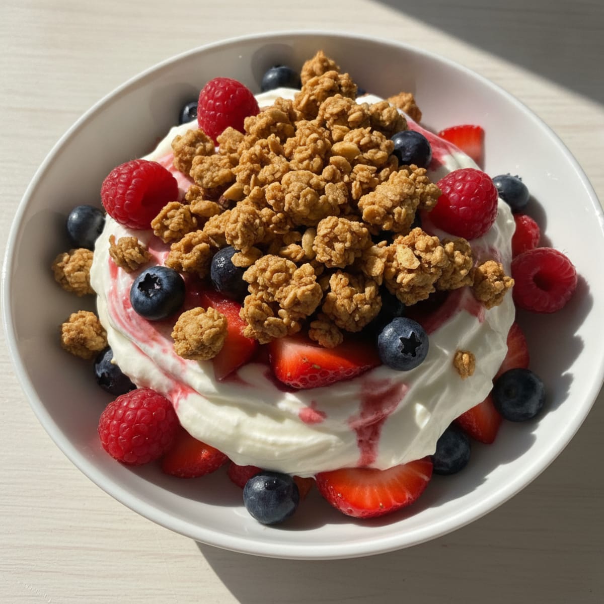 Creamy Greek Yogurt Parfait with Mixed Berries and Protein Granola