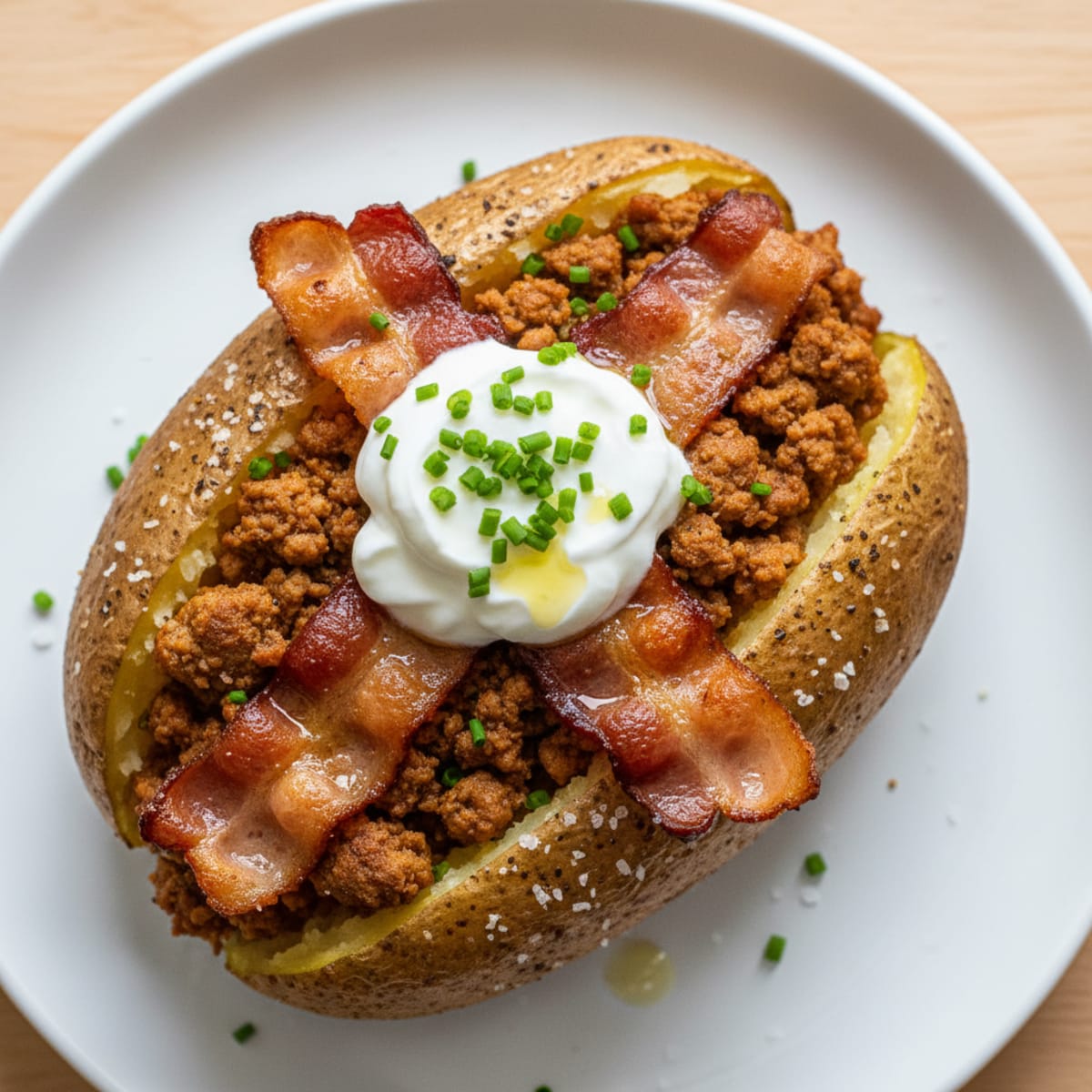 Loaded Baked Potato with Crispy Bacon