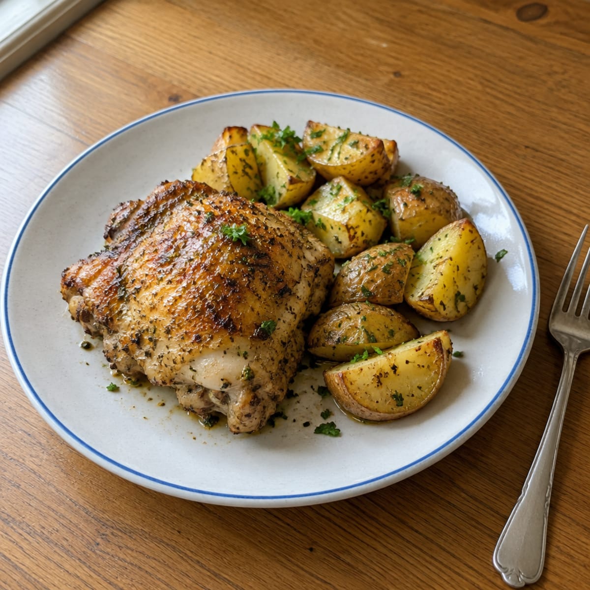 Lemon herb roasted chicken thighs