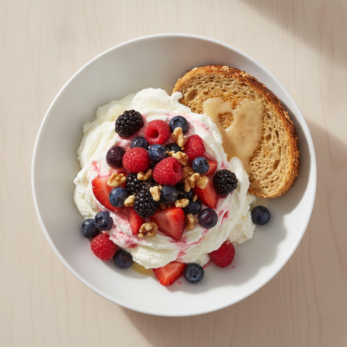 High-Protein Yogurt Mousse with Mixed Fruit