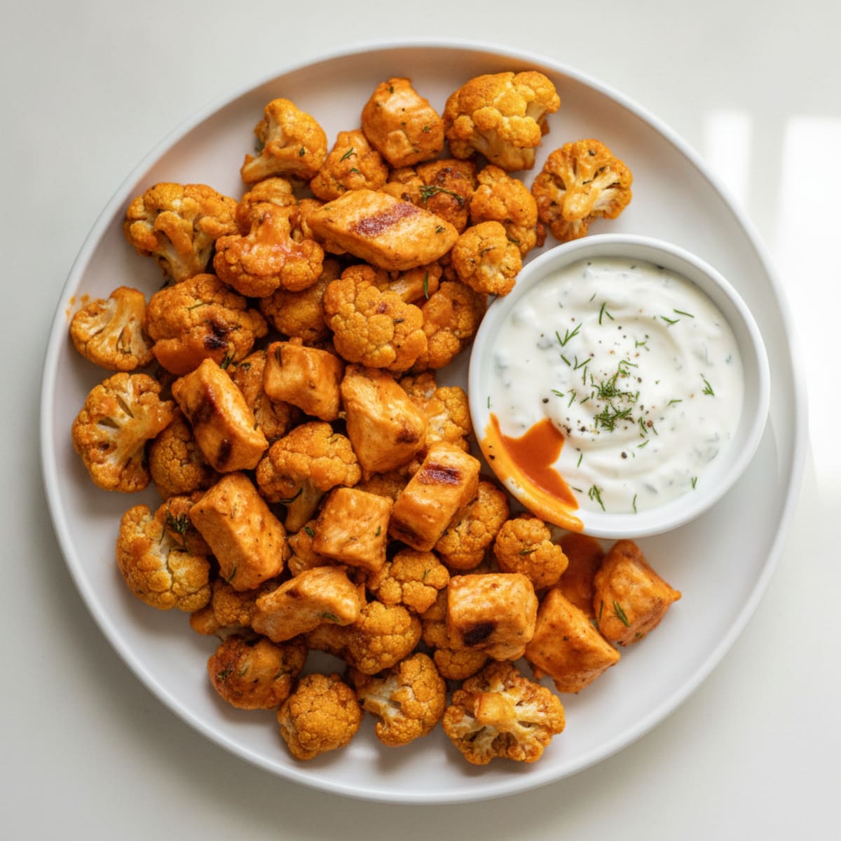 Buffalo Cauliflower Bites with Ranch Dip