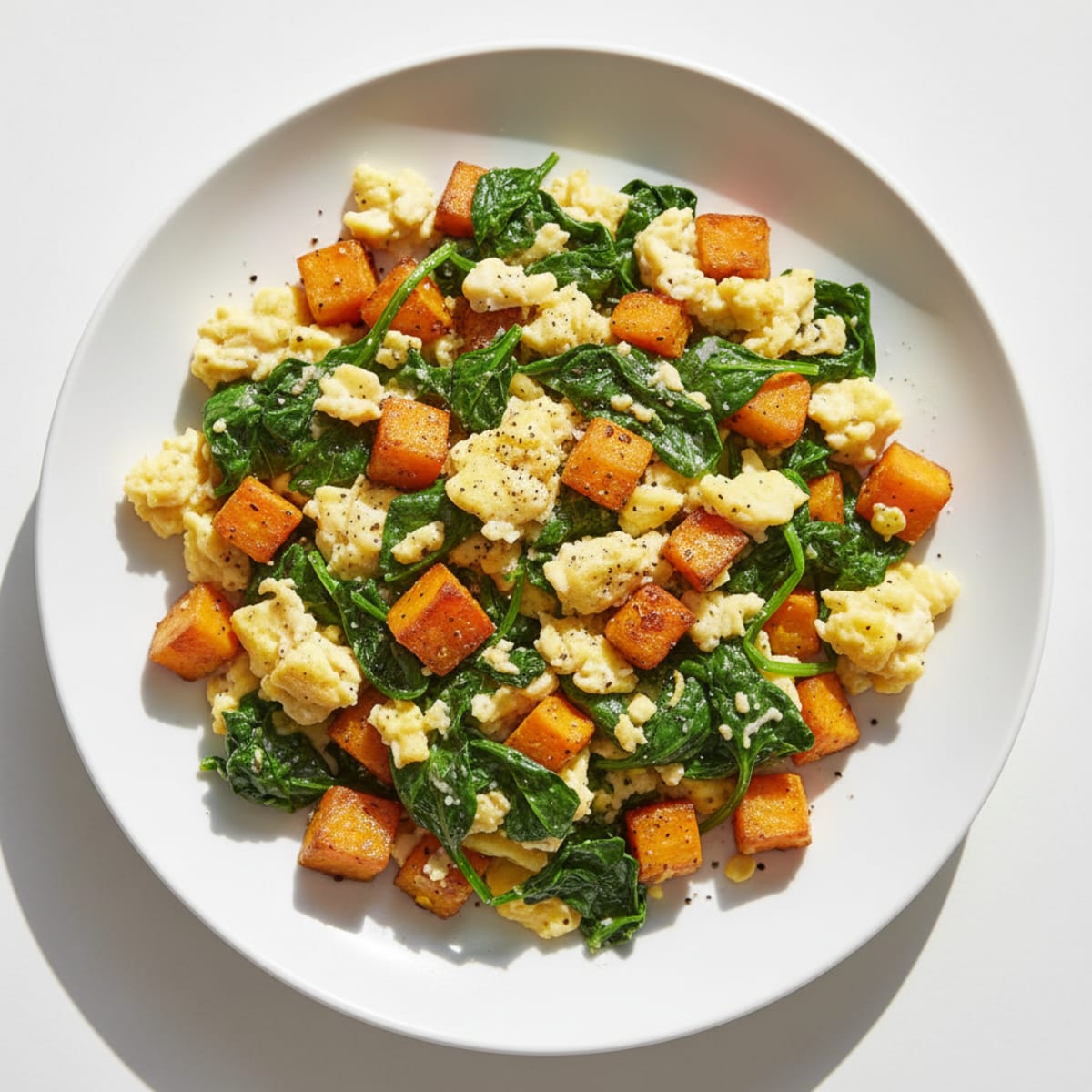 Sweet Potato and Spinach Egg Scramble