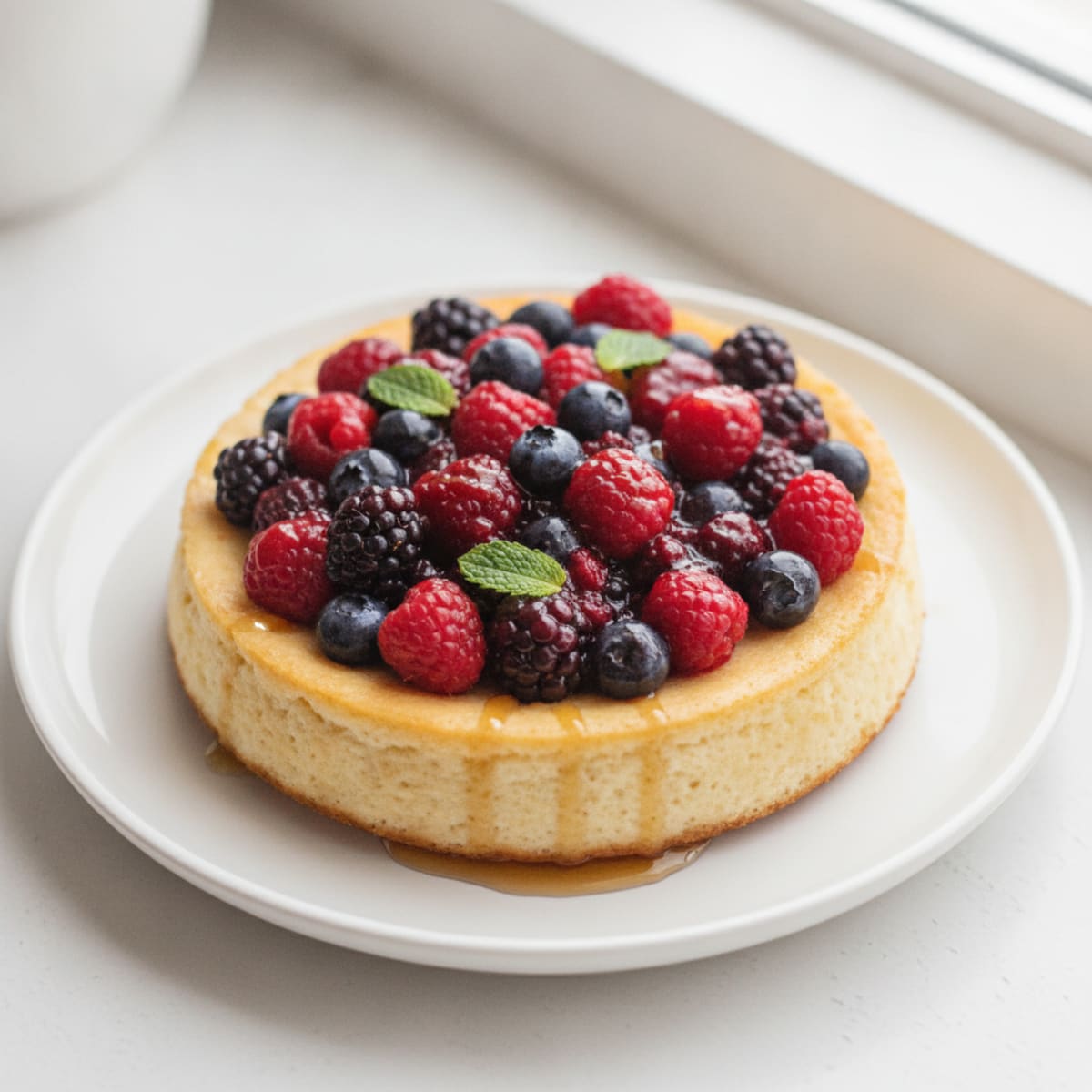 Greek Yogurt Protein Cheesecake with Mixed Berries