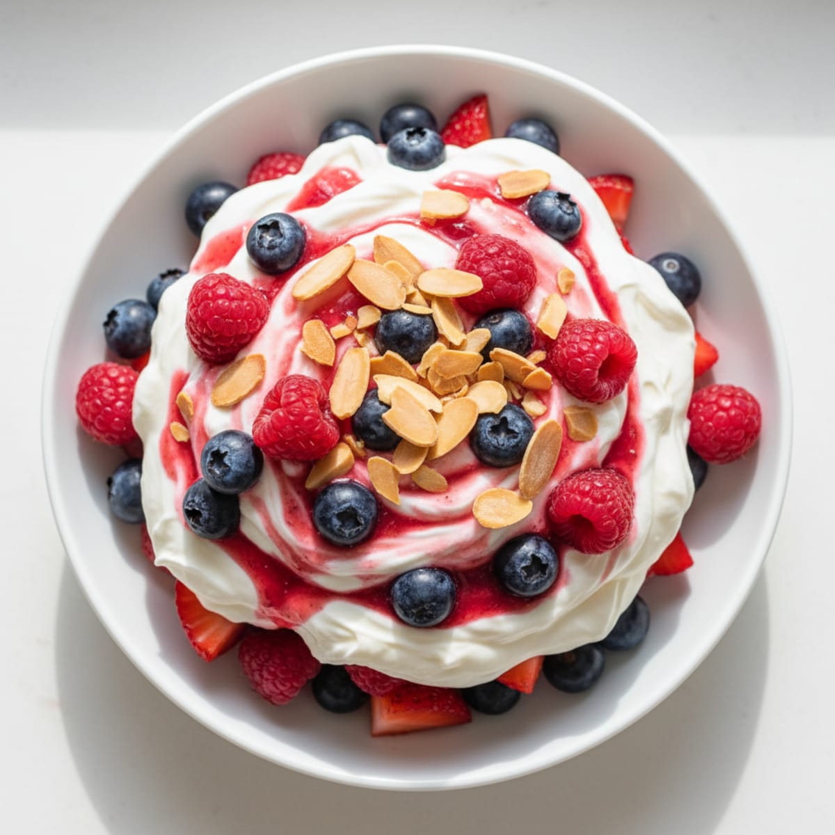 Greek Yogurt Protein Parfait with Mixed Berries and Almonds