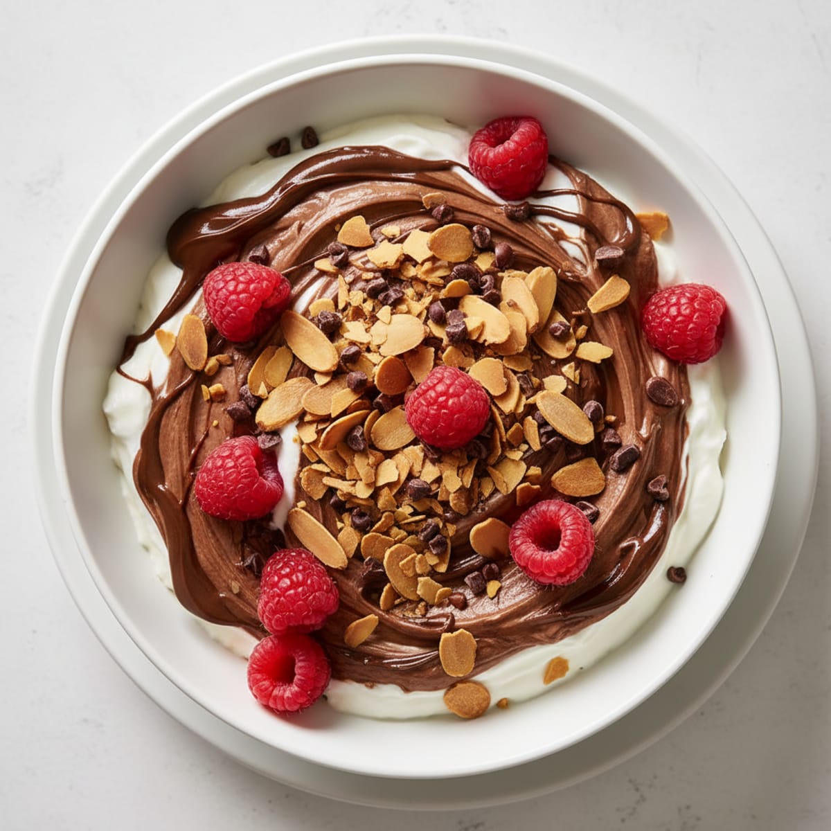 Silky Greek Yogurt Bowl with Chocolate Protein and Almonds
