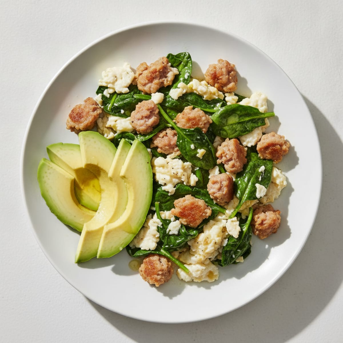 Egg White Scramble with Spinach and Turkey Sausage
