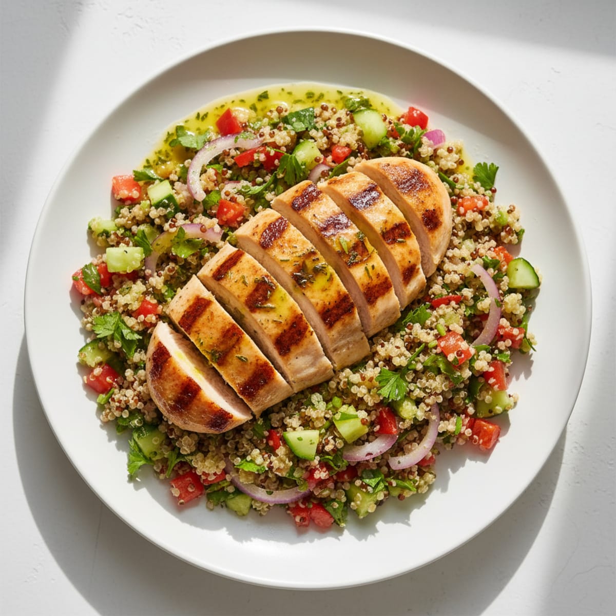 Grilled Chicken Breast with Crunchy Quinoa Salad