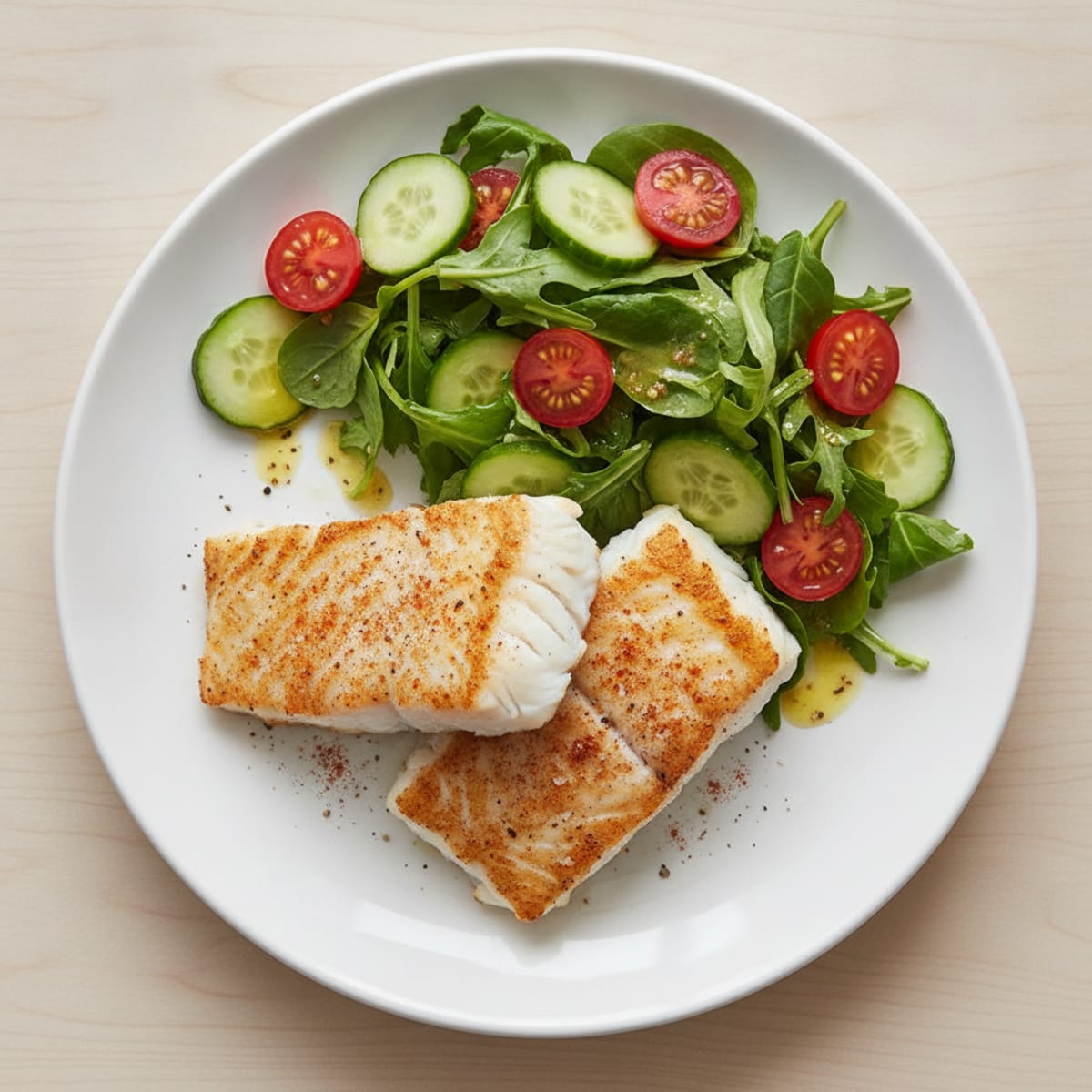 Pan-Seared Cod with Garden Salad