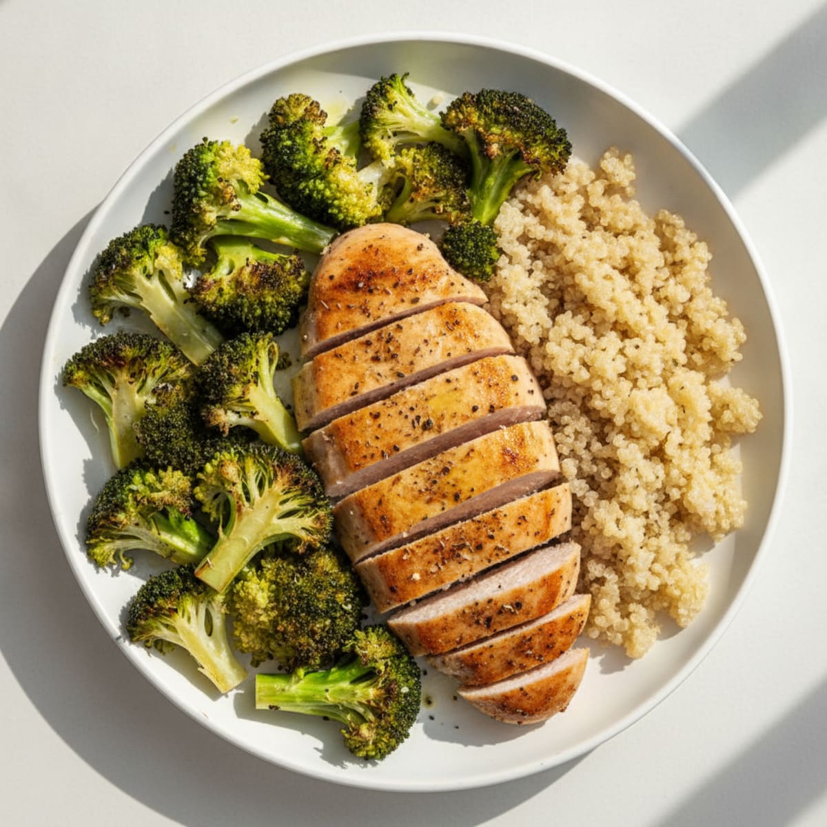 Seared Turkey Breast with Roasted Broccoli and Quinoa