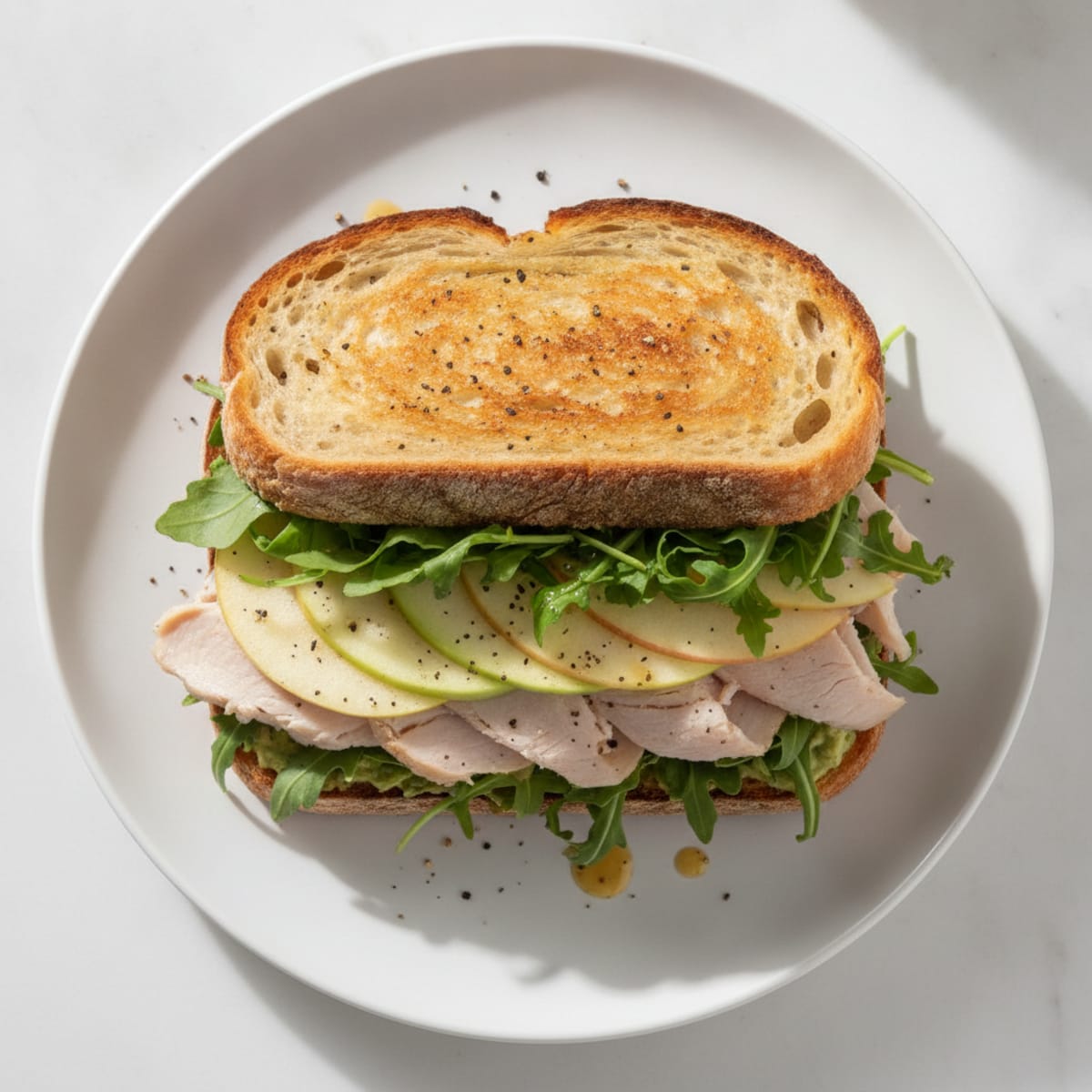 Turkey, Apple, and Arugula Sourdough Sandwich