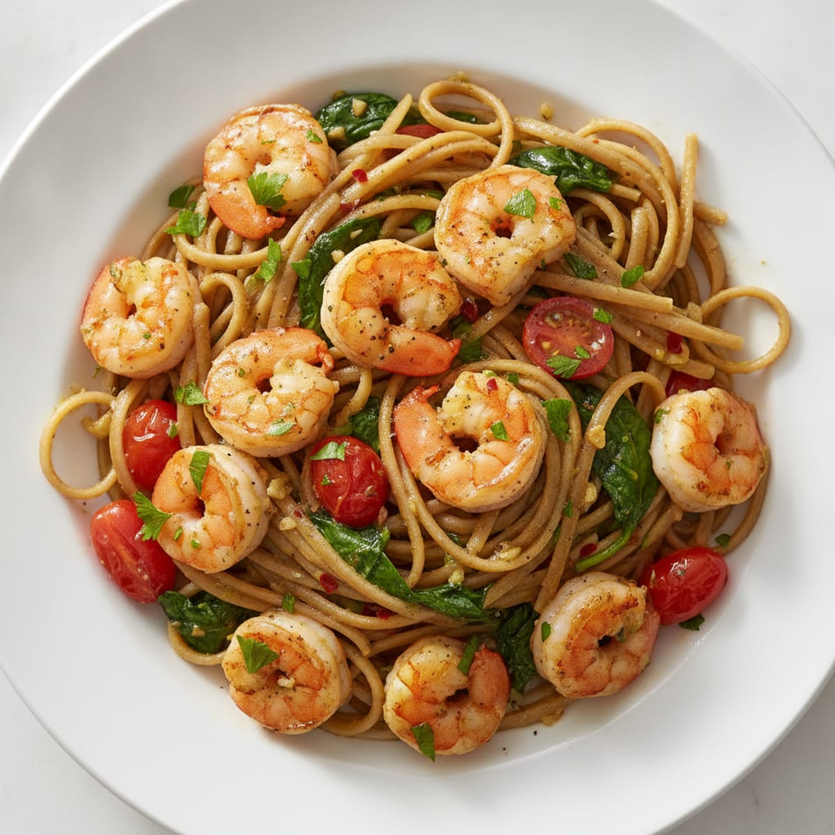 Garlic Herb Shrimp with Linguine