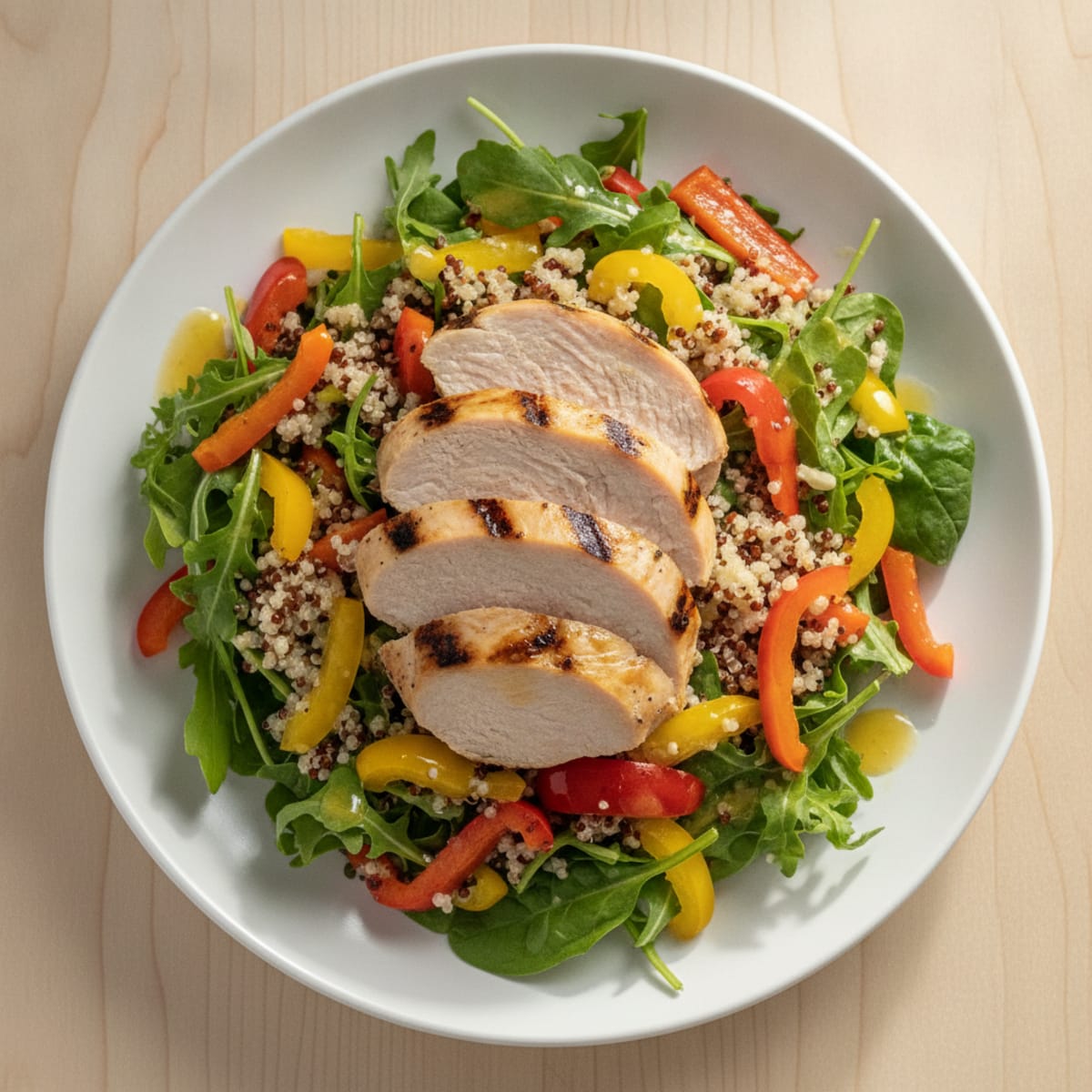 Grilled Turkey Breast Salad with Quinoa and Crunchy Bell Peppers