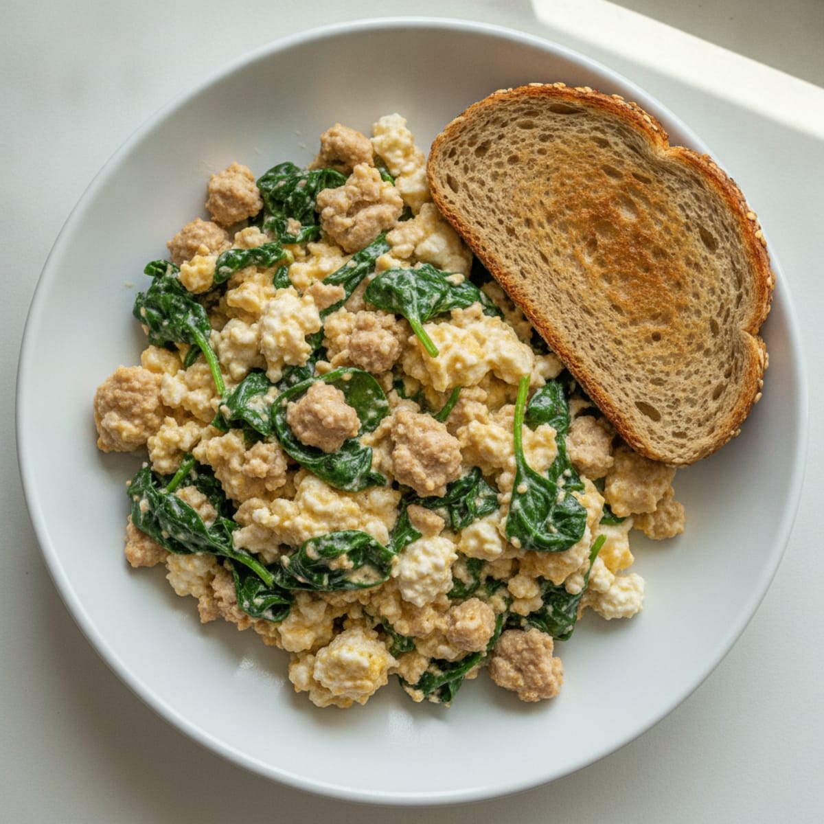 Cottage Cheese Scramble with Turkey and Spinach