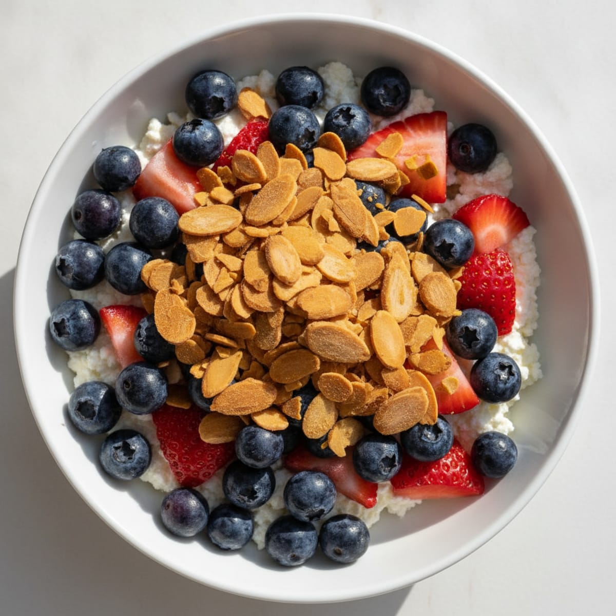 Cottage Cheese Berry Bowl with Almonds