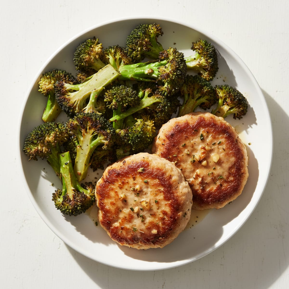 Seared Turkey Patties with Roasted Broccoli